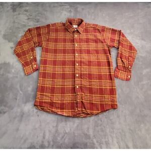 VTG J Crew Sz M Red Yellow Plaid Heavy Warm Flannel Made In Portugal Mens C22-3